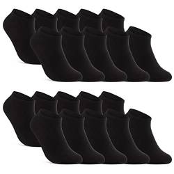 10 | 20 | 30 Paar Sneaker Socken Herren Damen Schwarz Weiß Grau Baumwolle 16900 (20x Schwarz 35-38) von sockenkauf24