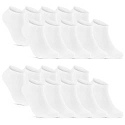 10 | 20 | 30 Paar Sneaker Socken Herren Damen Schwarz Weiß Grau Baumwolle 16900 (20x Weiß 39-42) von sockenkauf24