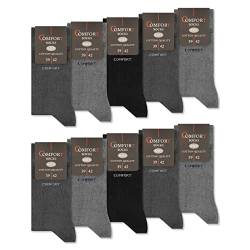 10 Paar Comfort Socken ohne Gummi & ohne Naht Herren & Damen Baumwolle Komfortbund 13100 (Grau Anthrazit Schwarz 35-38) von sockenkauf24