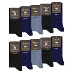 10 Paar Comfort Socken ohne Gummi & ohne Naht Herren & Damen Baumwolle Komfortbund 13100 (Jeans Navy Schwarz 39-42) von sockenkauf24