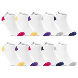 10 Paar Damen Sneaker Socken Mehrfarbig Streifen Punkte Herzen Maritim Baumwolle 36826 WP (35-38) von sockenkauf24