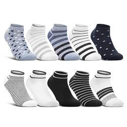 10 Paar Damen Sneaker Socken Mehrfarbig Streifen Punkte Herzen Maritim Baumwolle 36844/1+36832 WP (35-38) von sockenkauf24