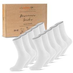 10 Paar Premium Socken Herren Damen Baumwolle Komfortbund ohne Naht 70101T (Weiß 47-50) von sockenkauf24