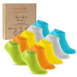 10 Paar Sneaker Socken Herren Damen Baumwolle Komfortbund ohne Naht 70102T WP (Bunt 39-42) von sockenkauf24