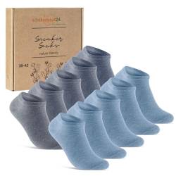 10 Paar Sneaker Socken Herren Damen Baumwolle Komfortbund ohne Naht 70102T WP (Jeansblau 35-38) von sockenkauf24