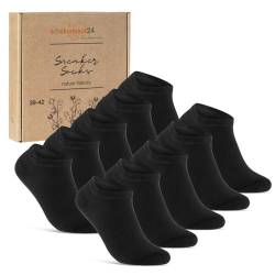 10 Paar Sneaker Socken Herren Damen Baumwolle Komfortbund ohne Naht 70102T WP (Schwarz 39-42) von sockenkauf24