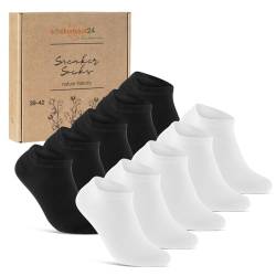 10 Paar Sneaker Socken Herren Damen Baumwolle Komfortbund ohne Naht 70102T WP (Schwarz Weiß 43-46) von sockenkauf24