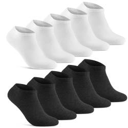 10 Paar Sneaker Socken Herren Damen kurze Sneakersocken Baumwolle 70202T (Schwarz Weiß 43-46) von sockenkauf24