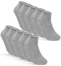 10 Paar Sneaker Socken Herren Grau Quarter Sportsocken Damen Gepolstert Frotteesohle Atmungsaktiv Baumwolle 16200 WP (39-42 Grau) von sockenkauf24