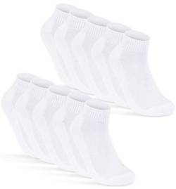 10 Paar Sneaker Socken Herren Weiß Quarter Sportsocken Gepolstert Frotteesohle Atmungsaktiv Baumwolle 16200 WP (43-46 Weiß) von sockenkauf24