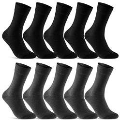 10 Paar Socken Herren Damen Schwarz Business Socken Baumwolle 70201T (Schwarz Anthrazit 35-38) von sockenkauf24