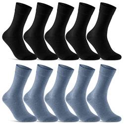 10 Paar Socken Herren Damen Schwarz Business Socken Baumwolle 70201T (Schwarz Jeans 39-42) von sockenkauf24