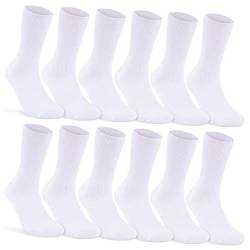 12 Paar Socken ohne Gummidruck 100% Baumwolle Damen & Herren Diabetiker Socken 11000 (47-50, Weiß) von sockenkauf24