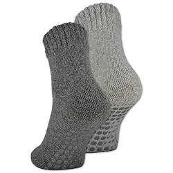 2 | 4 | 6 Paar ABS Socken Herren Damen Anti Rutsch Socken mit Wolle 21463 WP (Grau/Anthrazit 2 Paar 35-38) von sockenkauf24