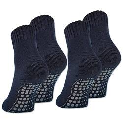 2 | 4 | 6 Paar ABS Socken Herren Damen Anti Rutsch Socken mit Wolle 21463 WP (Navy 4 Paar 39-42) von sockenkauf24