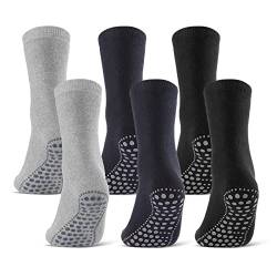 3 oder 6 Paar ABS Socken Herren Damen Anti Rutsch Socken Baumwolle 8600 WP (Schwarz Blau Grau 6 Paar 35-38) von sockenkauf24