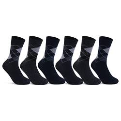 6 | 12 | 24 Paar Socken Herren Kariert Business Socken Baumwolle 10700 (Karo 6 Paar 43-46) von sockenkauf24