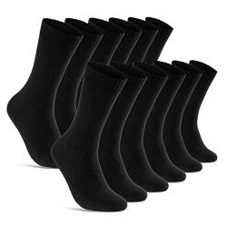 6 | 12 | 24 Paar THERMO Socken Damen & Herren Vollfrottee Wintersocken Schwarz Baumwolle (39-42, 12 Paar | schwarz) von sockenkauf24