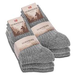 6 Paar Norweger Socken Herren Damen Wintersocken warme Wollsocken 20100 (35-38 Grau) von sockenkauf24