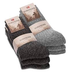 6 Paar Norweger Socken Herren Damen Wintersocken warme Wollsocken 20100 (35-38 Grau & Anthrazit) von sockenkauf24