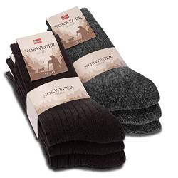 6 Paar Norweger Socken Herren Damen Wintersocken warme Wollsocken 20100 (43-46 Schwarz & Anthrazit) von sockenkauf24