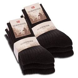 6 Paar Norweger Socken Herren Damen Wintersocken warme Wollsocken 20100 (47-50 Schwarz) von sockenkauf24