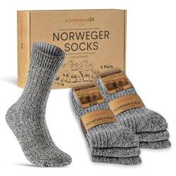 6 Paar Norweger Socken Herren Damen Wintersocken warme Wollsocken 70301T (Anthrazit Meliert 35-38) von sockenkauf24