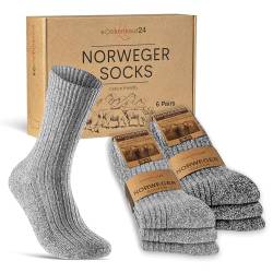 6 Paar Norweger Socken Herren Damen Wintersocken warme Wollsocken 70301T (Grau+Anthrazit Meliert 35-38) von sockenkauf24