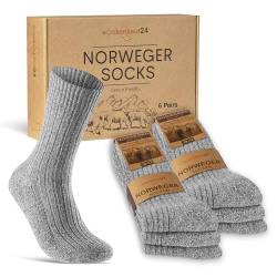 6 Paar Norweger Socken Herren Damen Wintersocken warme Wollsocken 70301T (Grau 35-38) von sockenkauf24
