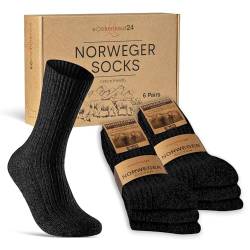 6 Paar Norweger Socken Herren Damen Wintersocken warme Wollsocken 70301T (Schwarz 39-42) von sockenkauf24