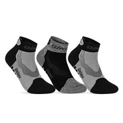 Coolmax Fahrrad-Socken für Herren & Damen (3 Paar) LED Reflektor Radsport Socken 50303P WP (Schwarz Grau Schwarz 43-46) von sockenkauf24