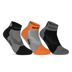 Coolmax Fahrrad-Socken für Herren & Damen (3 Paar) LED Reflektor Radsport Socken 50303P WP (Schwarz Orange Grau 43-46) von sockenkauf24