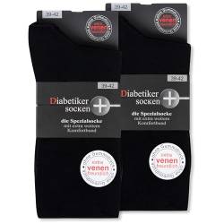 Diabetikersocken ohne Gummi & ohne Naht 97% Baumwolle (6 Paar) Diabetiker Socken mit Komfortbund für Damen & Herren 26807 WP (Schwarz 43-46) von sockenkauf24