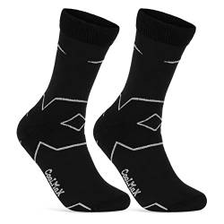 Merino Wandersocken für Herren & Damen (2 Paar) Outdoor Trekking Socken 50101P WP (Schwarz/Grau 47-50) von sockenkauf24