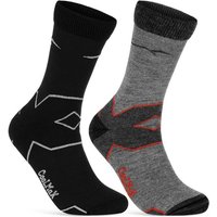 sockenkauf24 Funktionssocken Merino Wandersocken für Herren & Damen Outdoor Trekking Socken (Schw/Gr-Gr/Rot, 2-Paar, 43-46) - 50101P WP von sockenkauf24