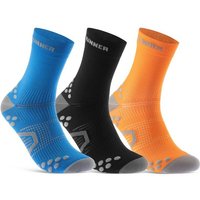 sockenkauf24 Laufsocken Sportsocken für Herren & Damen Laufsocken (Blau/Schwarz/Orange, 3-Paar, 35-38) Atmungsaktive Running Socks 50201P WP von sockenkauf24