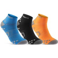 sockenkauf24 Laufsocken low Cut Sportsocken für Herren & Damen Laufsocken Kurz (Blau/Schwarz/Orange, 3-Paar, 35-38) Atmungsaktive Running Socks 50202P WP von sockenkauf24