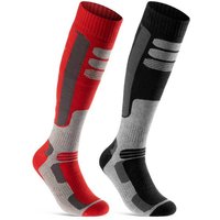 sockenkauf24 Skisocken 2 Paar Ski Strümpfe Herren & Damen Ski Socken lang (Schwarz/Rot, 35-38) Atmungsaktiv - 42816 von sockenkauf24