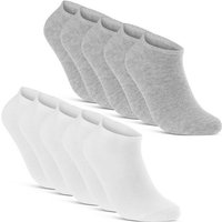 sockenkauf24 Sneakersocken 10, 20, 30 Paar Sneaker Socken Damen & Herren Schwarz Weiß Grau (5xGrau, 5xWeiß, 10-Paar, 35-38) Baumwolle - 16900 WP von sockenkauf24