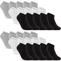 sockenkauf24 Sneakersocken 10, 20, 30 Paar Sneaker Socken Damen & Herren Schwarz Weiß Grau (Schwarz/Weiß/Grau, 30-Paar, 35-38) Baumwolle - 16900 von sockenkauf24