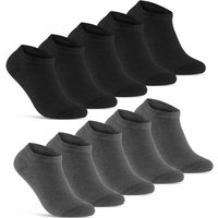 sockenkauf24 Sneakersocken 10 Paar Basic Sneaker Socken Herren & Damen aus Baumwolle (Schwarz/Anthrazit, 35-38) mit Komfortbund (Basicline) - 70202T WP von sockenkauf24