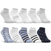 sockenkauf24 Sneakersocken 10 Paar Damen Sneaker Socken Mehrfarbig (35-38, 36832+36844/2) Streifen Punkte Herzen Maritim Baumwolle WP von sockenkauf24