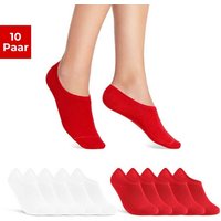 sockenkauf24 Sneakersocken 10 Paar Damen & Herren Füßlinge unsichtbare kurze Socken (5xRot + 5xWeiß, 35-38) mit Silikonpad gegen Verrutschen - 16805 WP von sockenkauf24