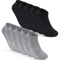 sockenkauf24 Sneakersocken 10 Paar Damen & Herren "Premium Sneaker Socken" Atmungsaktiv (5xSchwarz 5xGrau, 35-38) mit Mesh-Streifen Schwarz Weiß Grau Baumwolle - 16510 WP von sockenkauf24