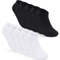 sockenkauf24 Sneakersocken 10 Paar Damen & Herren "Premium Sneaker Socken" Atmungsaktiv (5xSchwarz 5xWeiß, 35-38) mit Mesh-Streifen Schwarz Weiß Grau Baumwolle - 16510 WP von sockenkauf24