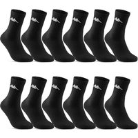 sockenkauf24 Sportsocken 6 oder 12 Paar KAPPA Socken Herren & Damen Sportsocken (Schwarz, 12-Paar, 35-38) Arbeitssocken Baumwolle von sockenkauf24