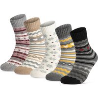 sockenkauf24 Thermosocken 5 Paar Damen THERMO Socken mit Wolle Innenfrottee Wintersocken warme Haussocken - 37800 von sockenkauf24