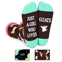 sockfun Lustige Huhn-Geschenke, Ziegen-Geschenke, Frauen, Bauernhoftier-Socken, Hahnsocken, Ziegensocken für Mädchen, Just Girl Loves Goat, Medium von sockfun