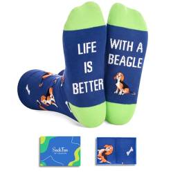 sockfun Neuheit Unisex Beagle Socken für Frauen Männer, verrückte Beagle-Geschenke für Beagle-Liebhaber, Hundegeschenke für Hundeliebhaber, Beagle Blau, Medium von sockfun