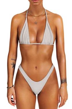 sofsy Bikinihöschen für Damen sexy Zweiteiler Bikinihöschen Badeanzug (Top & Bottoms separat erhältlich!) Steingrau größe Medium 32dd 34dd von sofsy